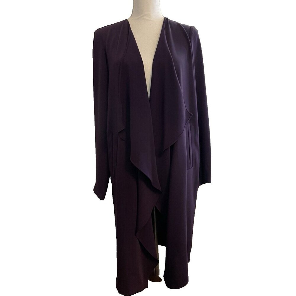 Jones Studio Women's Cardigan Open Front Long 100% Polyester Size Small Purple - Picture 5 of 10